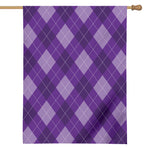 Purple Argyle Pattern Print House Flag