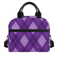 Purple Argyle Pattern Print Insulated Lunch Bag