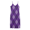 Purple Argyle Pattern Print Jersey Midi Cami Dress