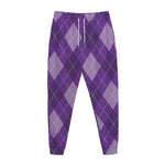 Purple Argyle Pattern Print Jogger Pants