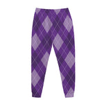 Purple Argyle Pattern Print Jogger Pants