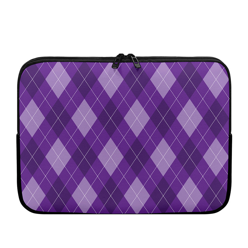 Purple Argyle Pattern Print Laptop Sleeve