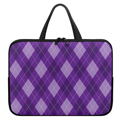 Purple Argyle Pattern Print Laptop Sleeve With Handle