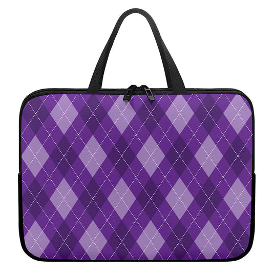 Purple Argyle Pattern Print Laptop Sleeve With Handle