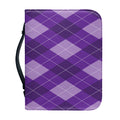 Purple Argyle Pattern Print Leather Bible Cover