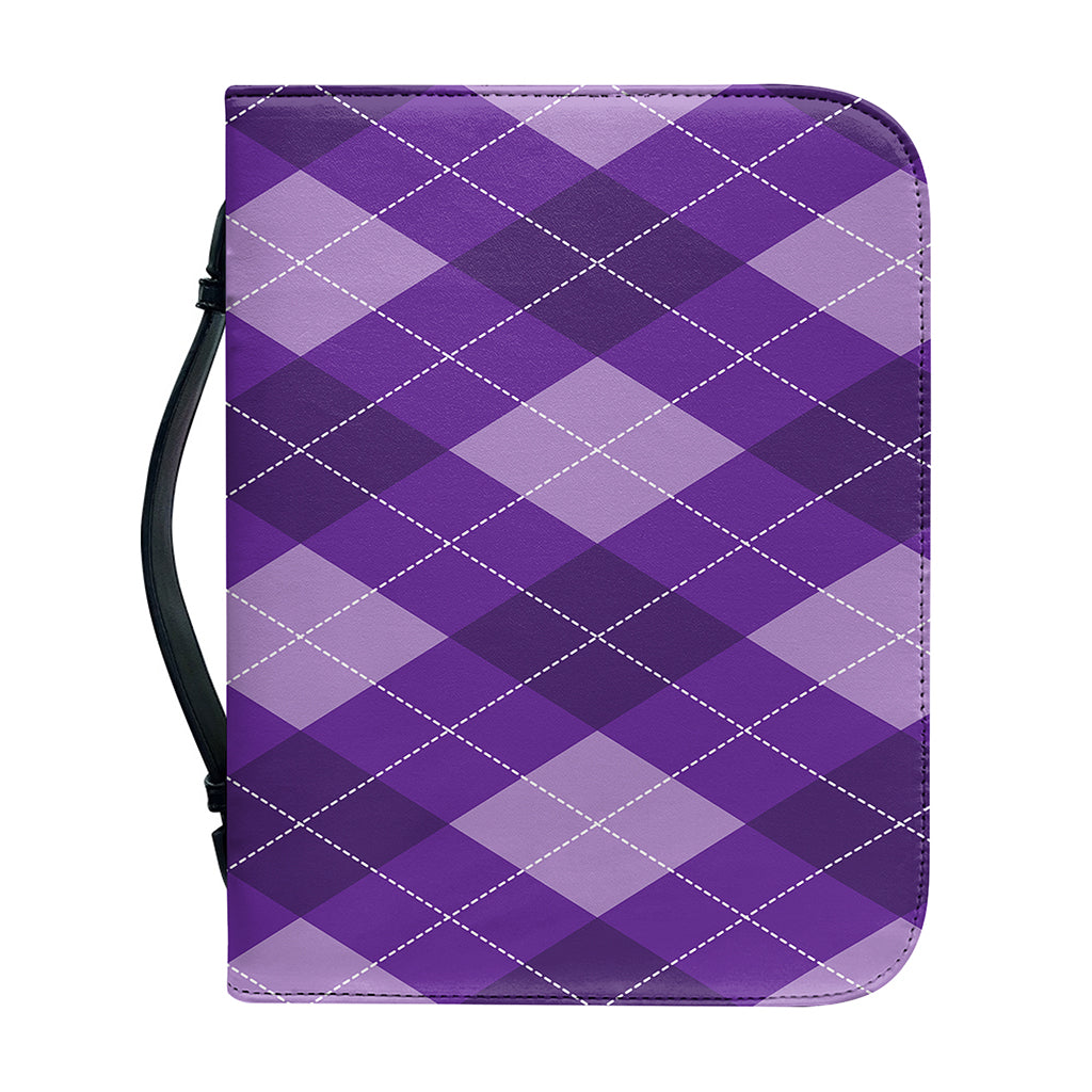 Purple Argyle Pattern Print Leather Bible Cover