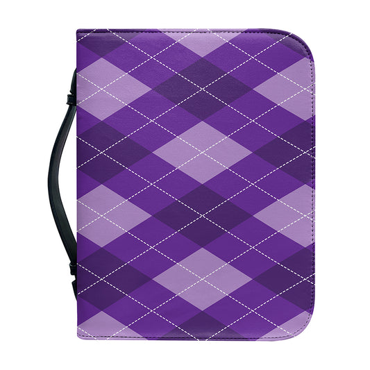 Purple Argyle Pattern Print Leather Bible Cover