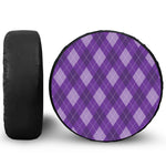 Purple Argyle Pattern Print Leather Spare Tire Cover