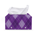 Purple Argyle Pattern Print Leather Tissue Box Cover