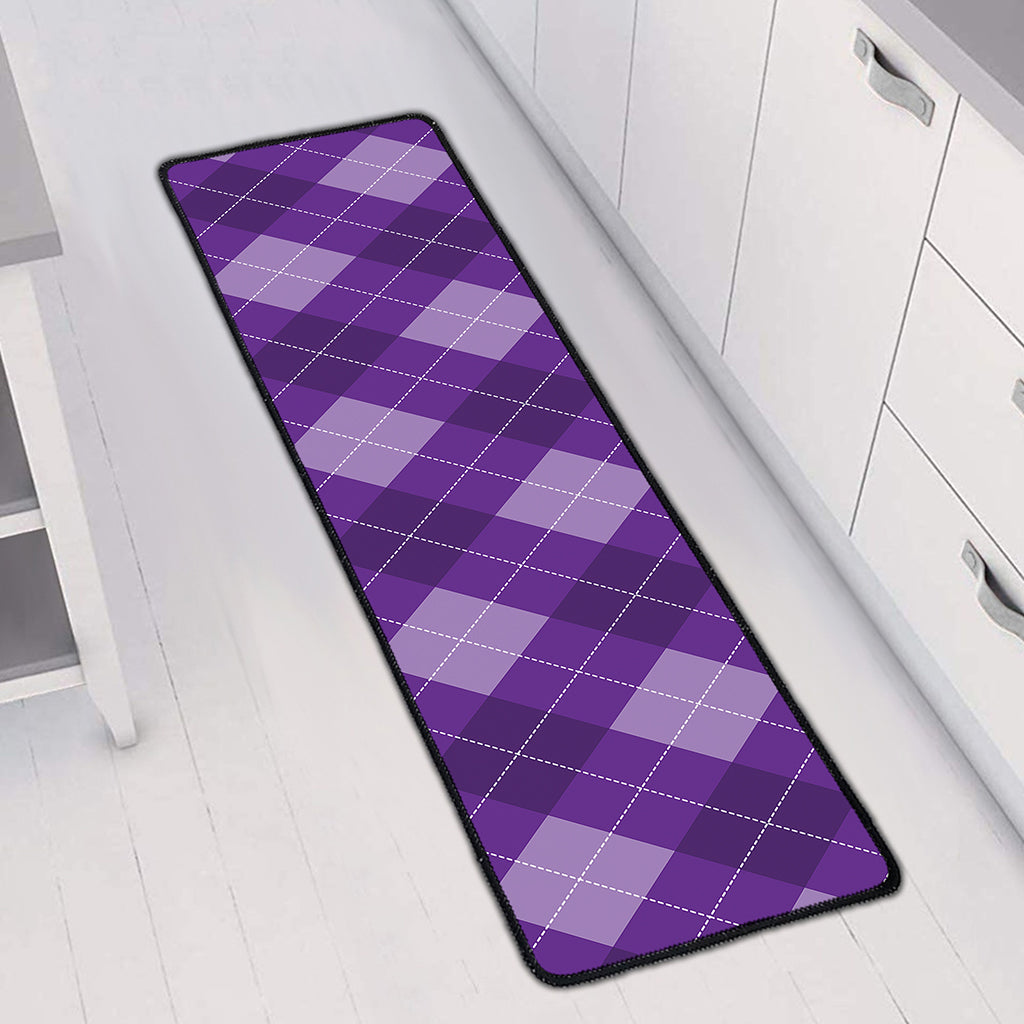 Purple Argyle Pattern Print Long Kitchen Mat