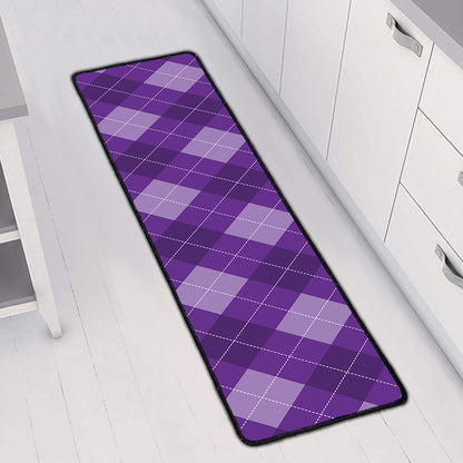 Purple Argyle Pattern Print Long Kitchen Mat