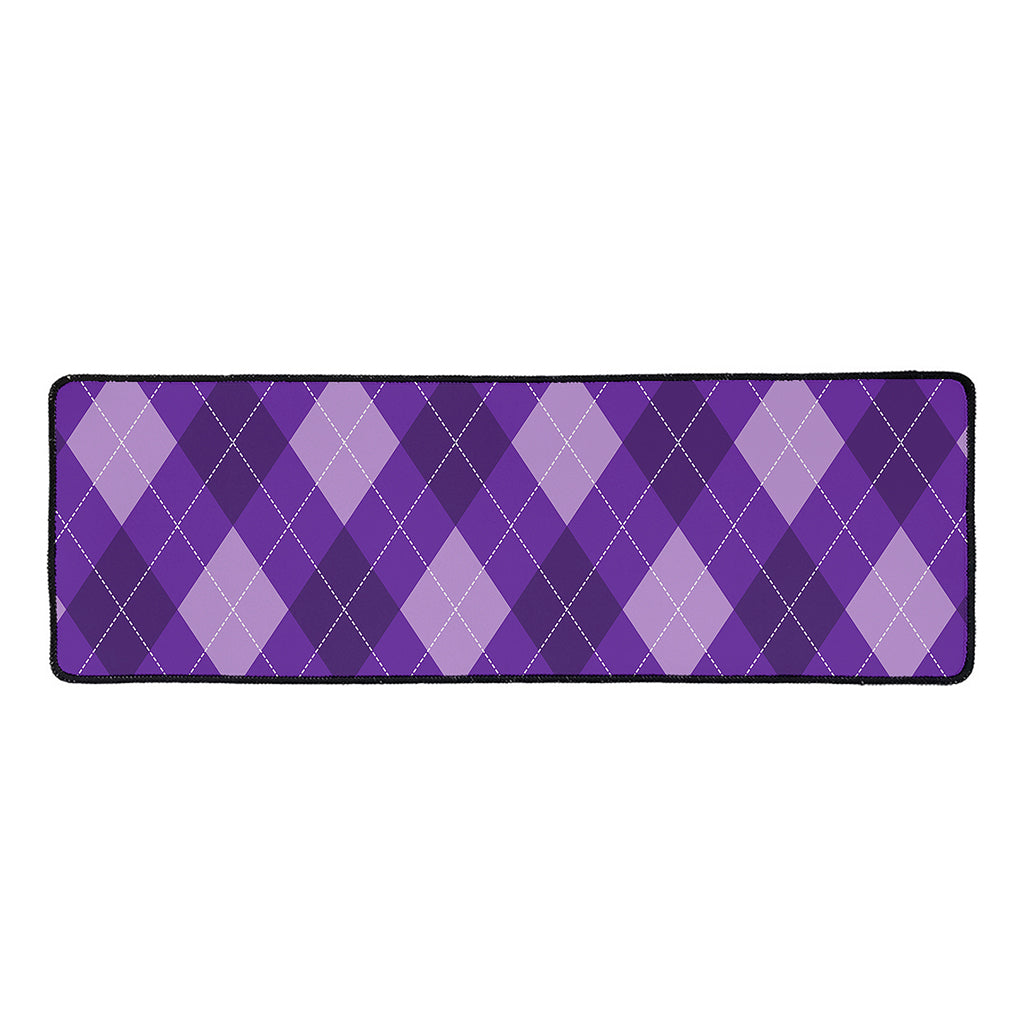 Purple Argyle Pattern Print Long Kitchen Mat