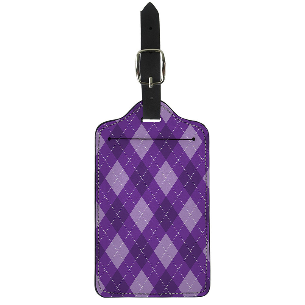 Purple Argyle Pattern Print Luggage Tag