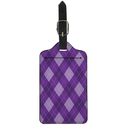 Purple Argyle Pattern Print Luggage Tag