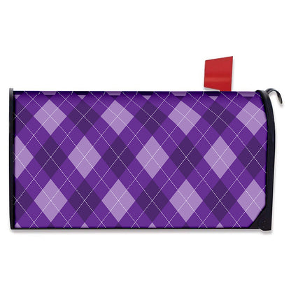 Purple Argyle Pattern Print Mailbox Cover