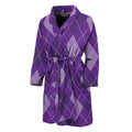 Purple Argyle Pattern Print Men's Bathrobe
