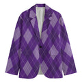Purple Argyle Pattern Print Men's Blazer