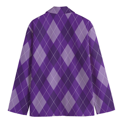 Purple Argyle Pattern Print Men's Blazer