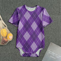 Purple Argyle Pattern Print Men's Bodysuit