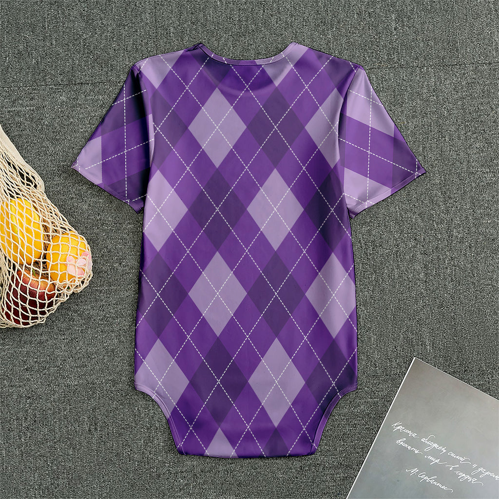 Purple Argyle Pattern Print Men's Bodysuit
