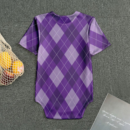 Purple Argyle Pattern Print Men's Bodysuit