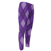 Purple Argyle Pattern Print Men's Compression Pants