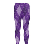 Purple Argyle Pattern Print Men's leggings