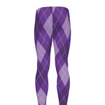 Purple Argyle Pattern Print Men's leggings