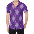Purple Argyle Pattern Print Men's Shirt