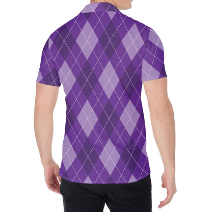 Purple Argyle Pattern Print Men's Shirt