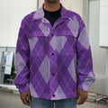 Purple Argyle Pattern Print Men's Shirt Jacket