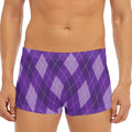 Purple Argyle Pattern Print Men's Short Boxer Briefs