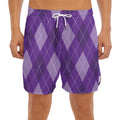 Purple Argyle Pattern Print Men's Split Running Shorts