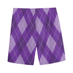 Purple Argyle Pattern Print Men's Sports Shorts