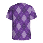 Purple Argyle Pattern Print Men's Sports T-Shirt