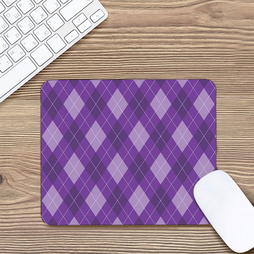 Purple Argyle Pattern Print Mouse Pad