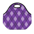 Purple Argyle Pattern Print Neoprene Lunch Bag
