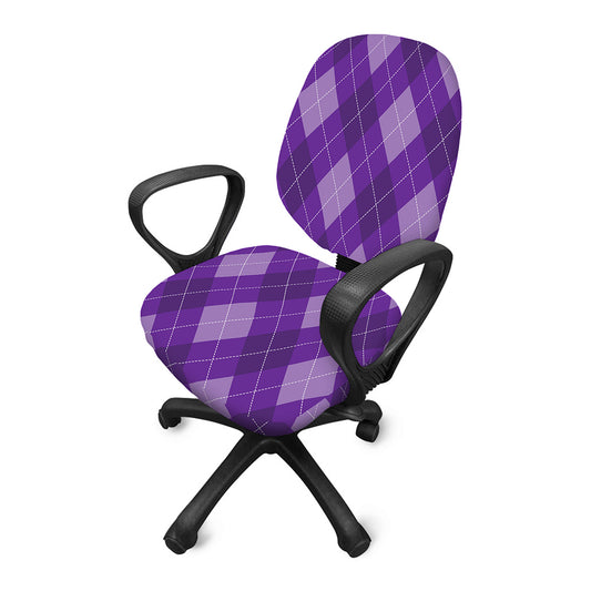 Purple Argyle Pattern Print Office Chair Cover