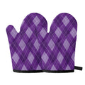 Purple Argyle Pattern Print Oven Mitts