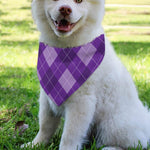 Purple Argyle Pattern Print Over The Collar Dog Bandana