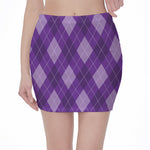 Purple Argyle Pattern Print Pencil Mini Skirt