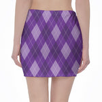 Purple Argyle Pattern Print Pencil Mini Skirt