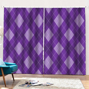 Purple Argyle Pattern Print Pencil Pleat Curtains