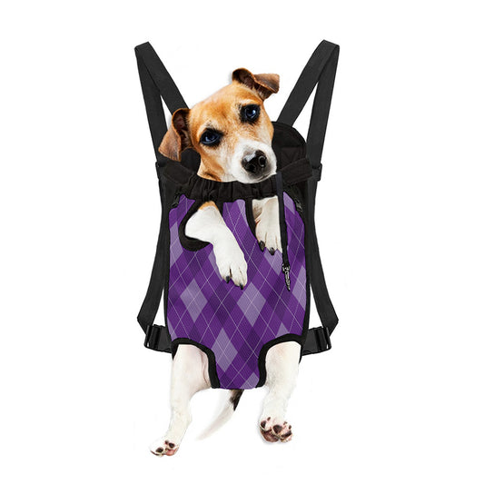 Purple Argyle Pattern Print Pet Carrier Backpack