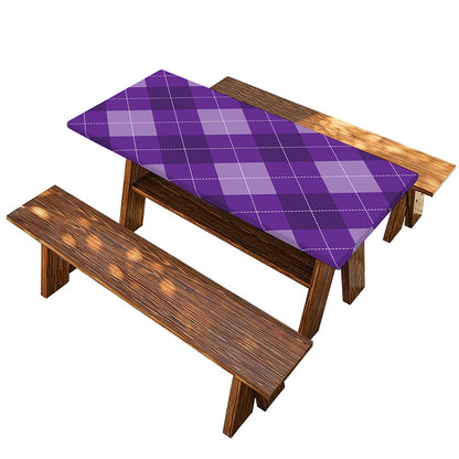 Purple Argyle Pattern Print Picnic Table Cover