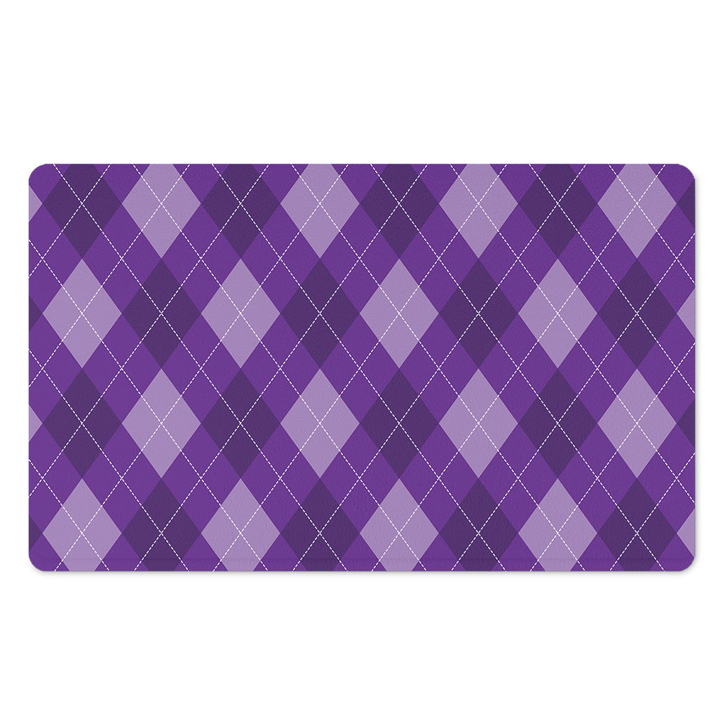 Purple Argyle Pattern Print Polyester Doormat
