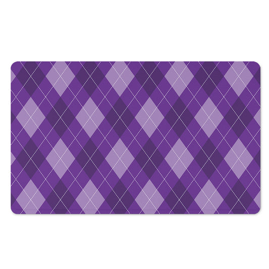 Purple Argyle Pattern Print Polyester Doormat