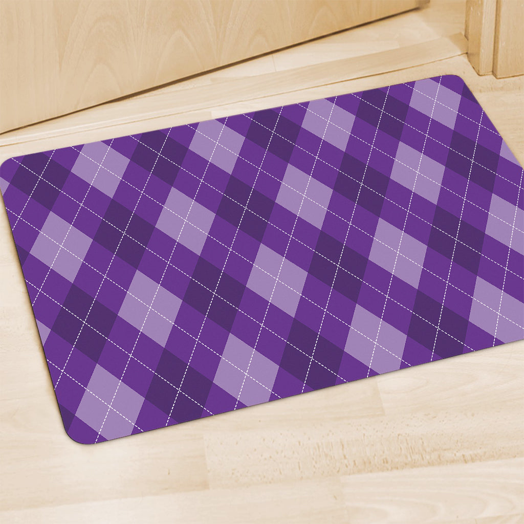 Purple Argyle Pattern Print Polyester Doormat
