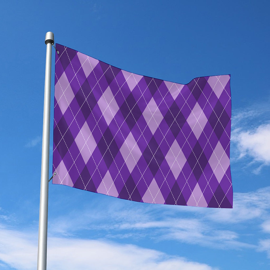 Purple Argyle Pattern Print Polyester Flag