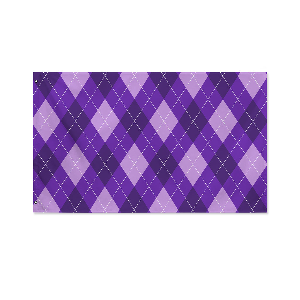 Purple Argyle Pattern Print Polyester Flag